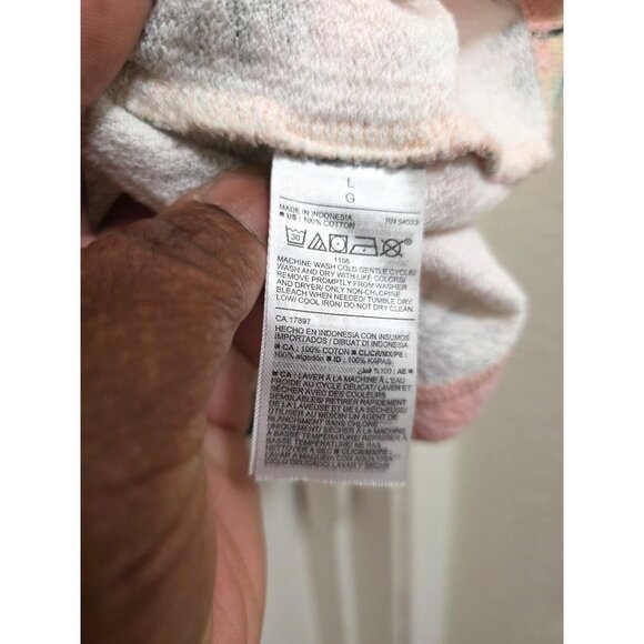 Old Navy Festival Tropical Print Women's Sweatshirt L Cotton Blend Pastel Pink - Picture 6 of 6